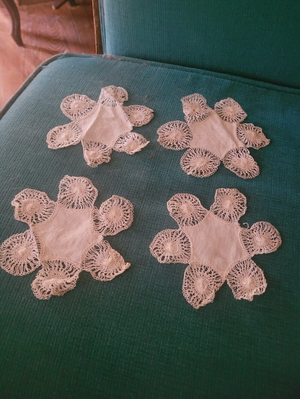 Source Unknown White Crochet Lace Coasters - Set of 4